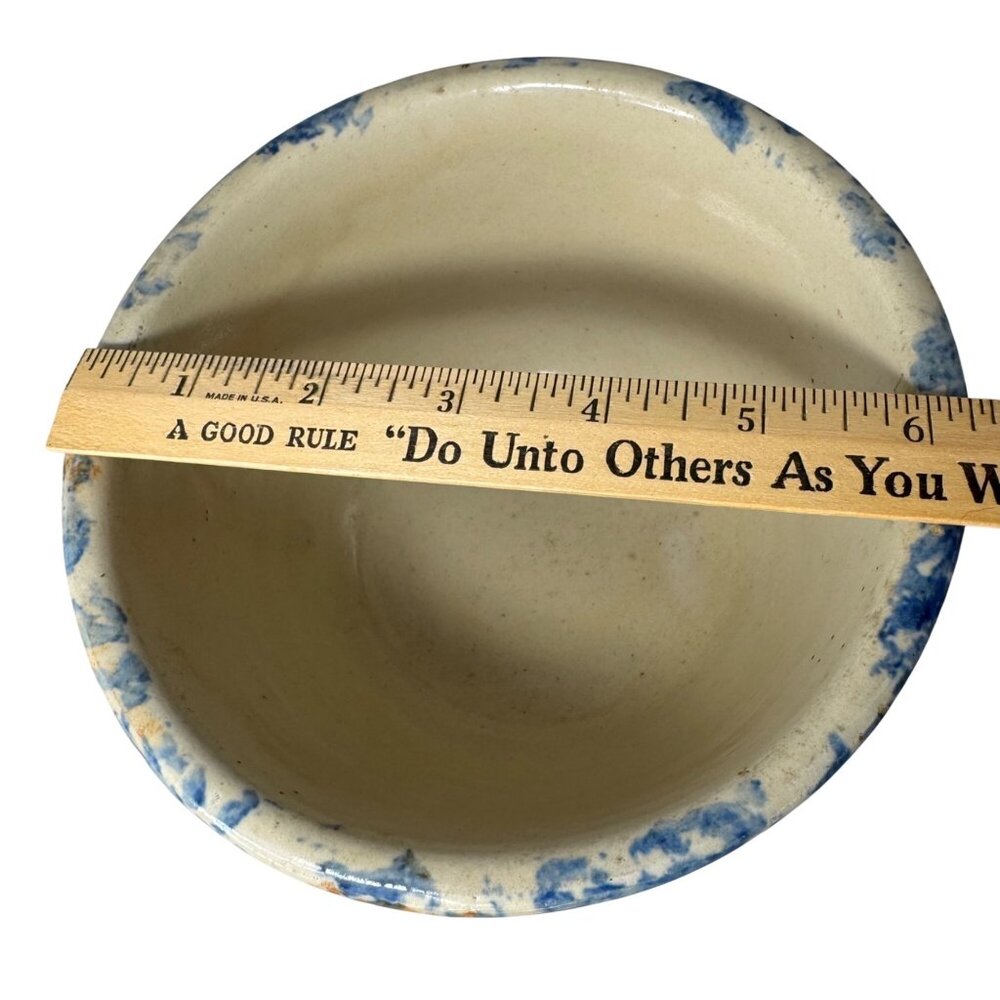 Redwing Spongeware Stoneware Bowl 6 inch Paneled Speckled 6" Crock Vintage F - Picture 8 of 12